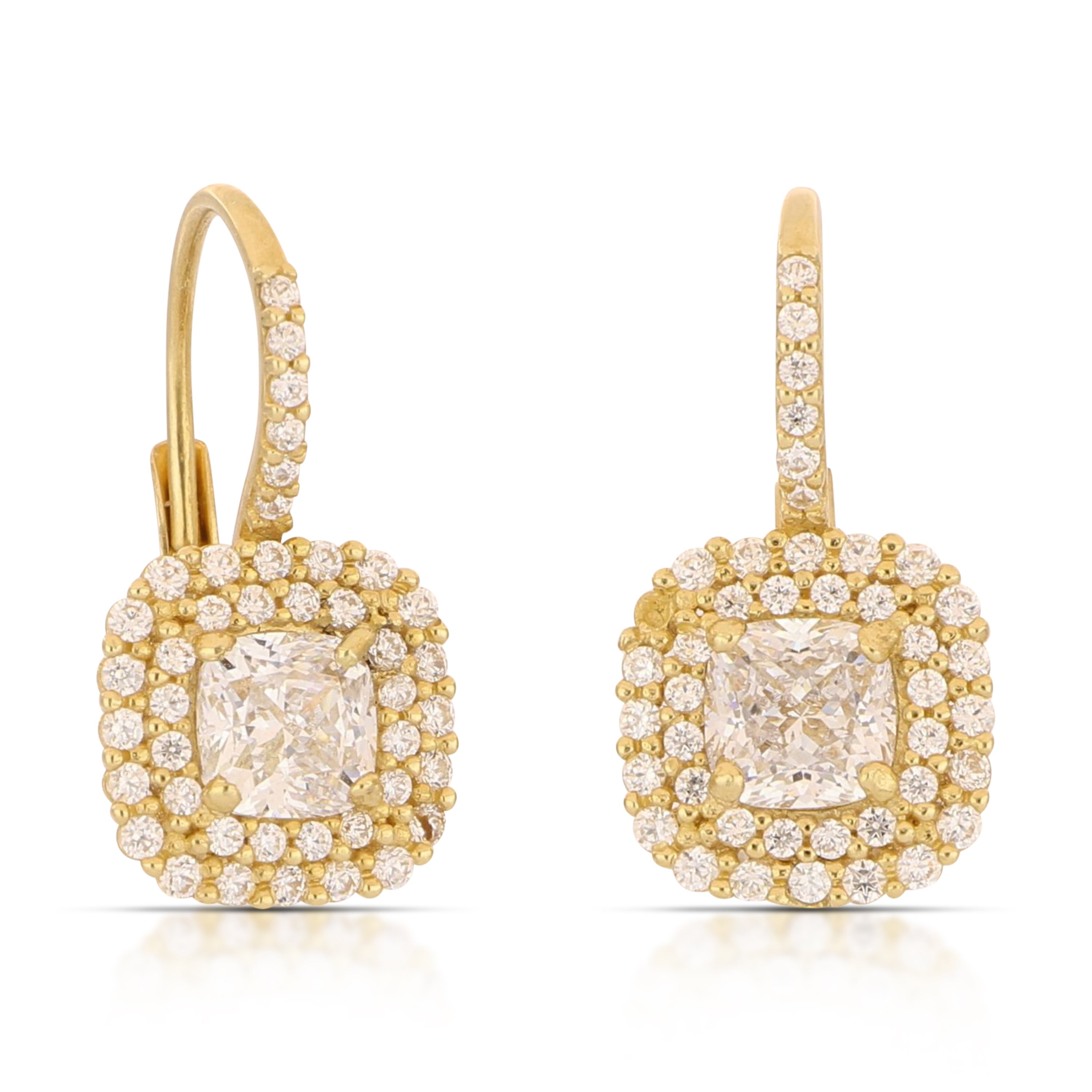 18K Italian Gold White stone earrings – SKU 803321751757