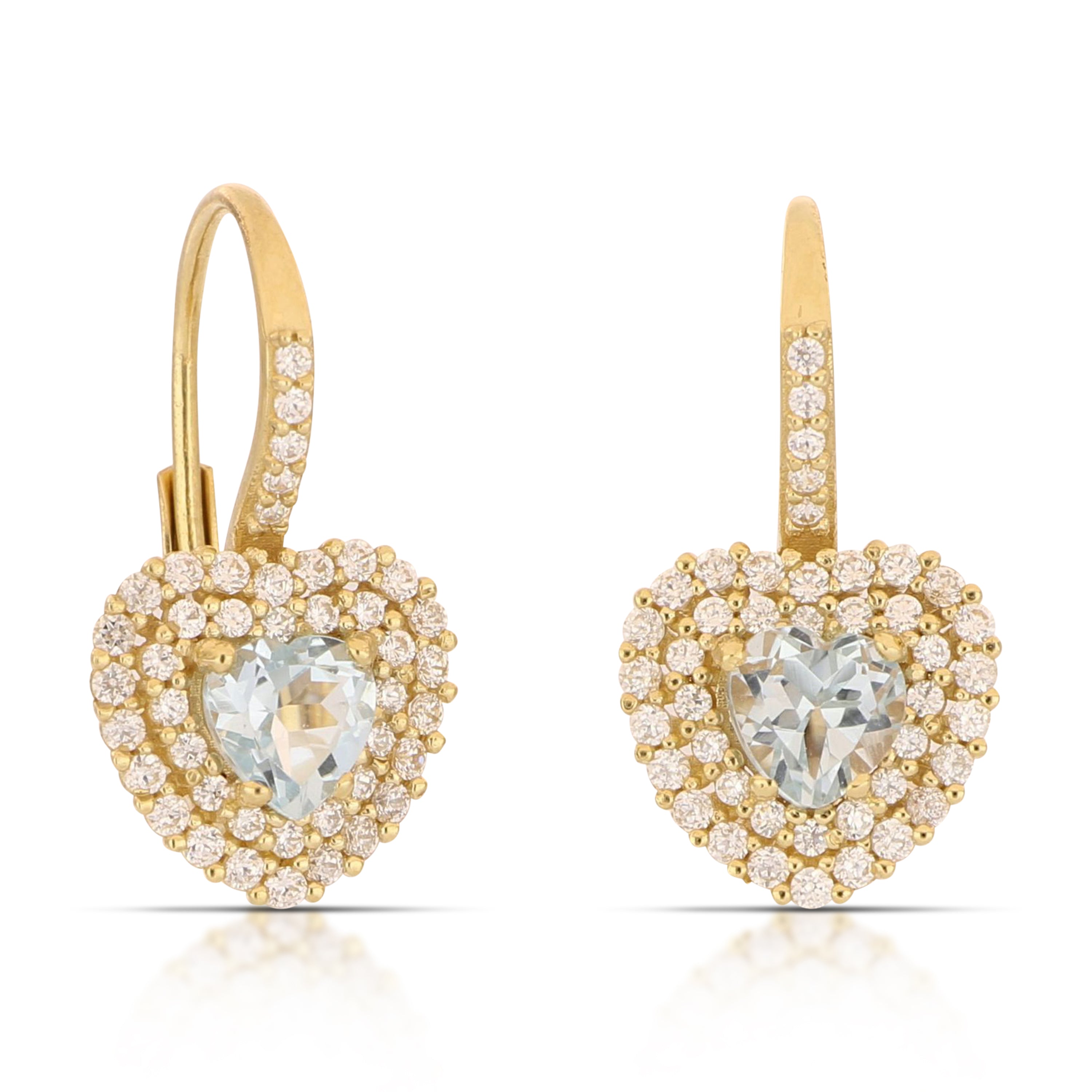 18K Italian Gold Light blue stone earrings – SKU 803321751758