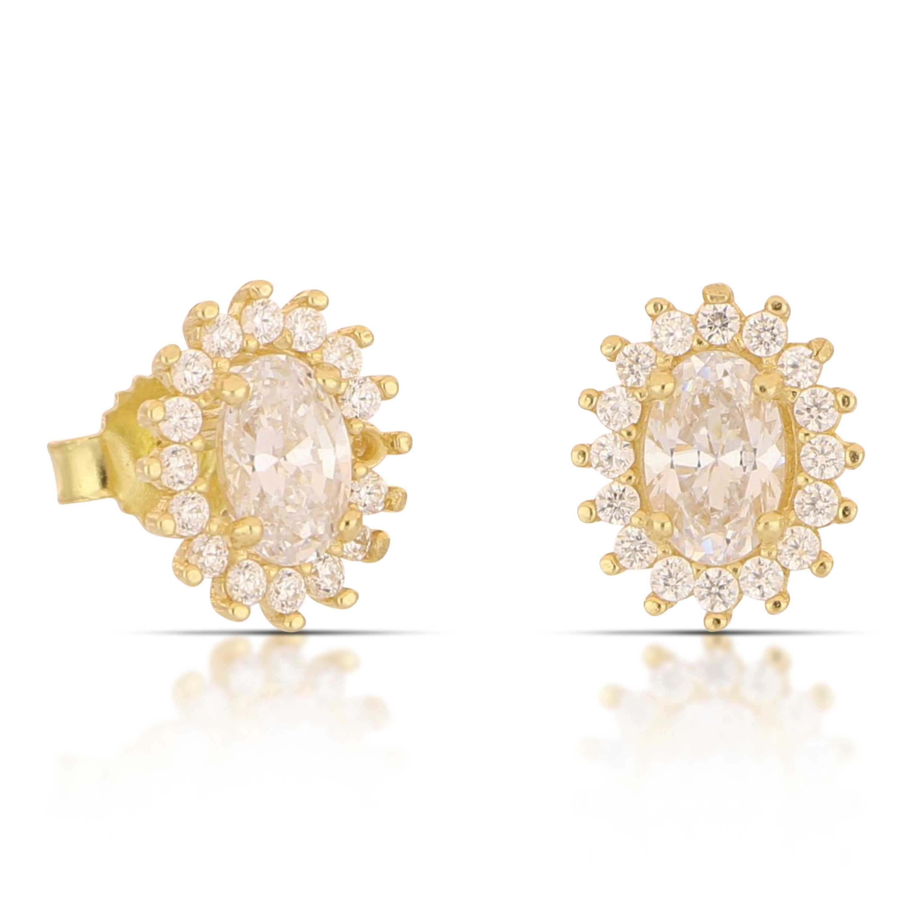 18K Italian Gold Blue stone earrings – SKU 803321751759
