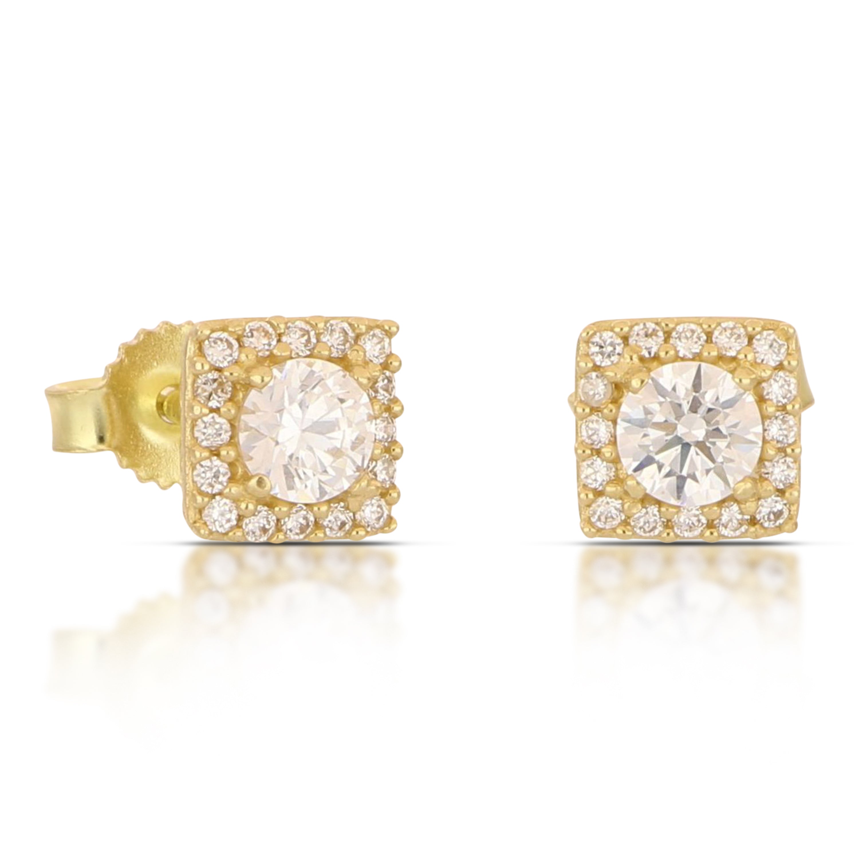 18K Italian Gold White stone earrings – SKU 803321751762