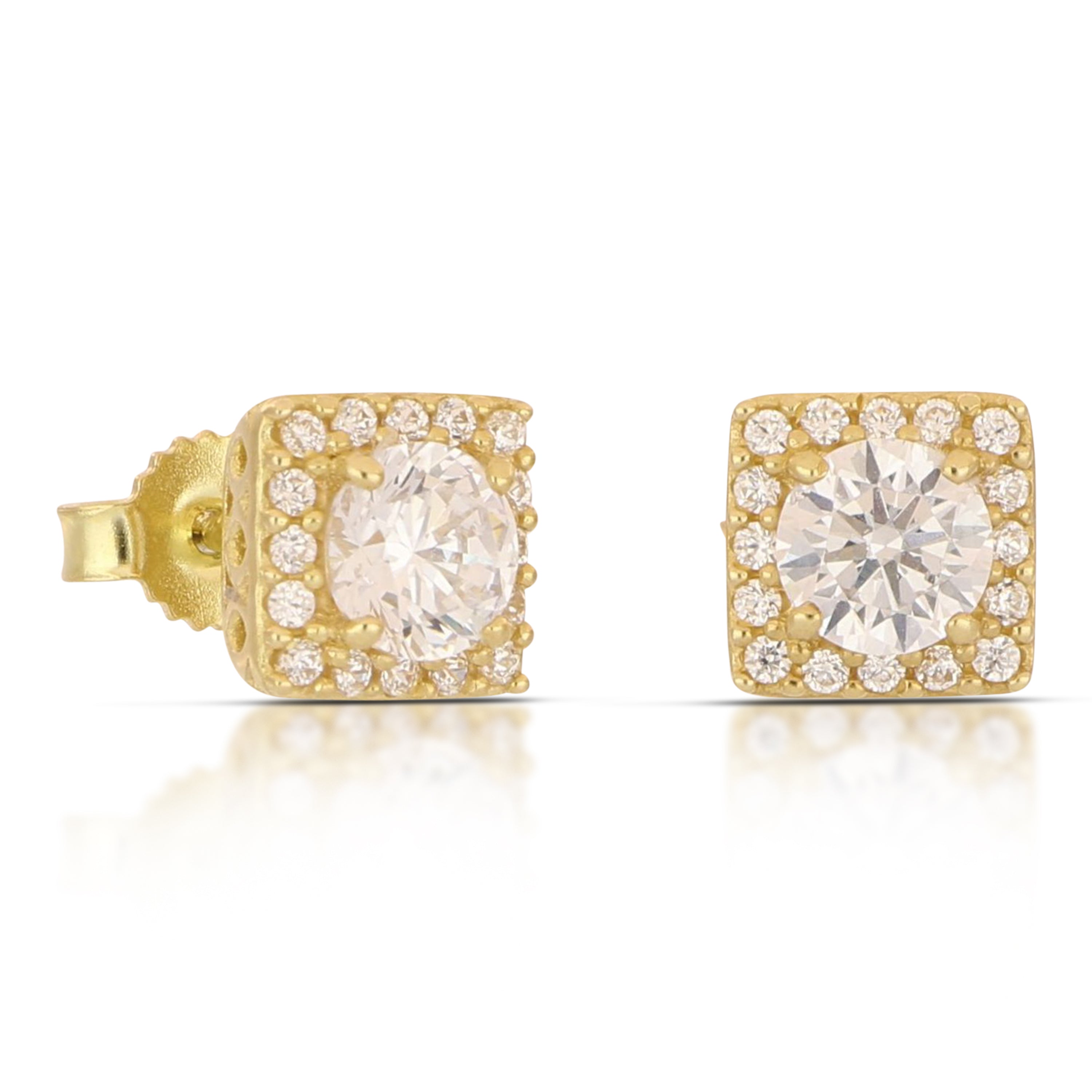18K Italian Gold White stone earrings – SKU 803321751763