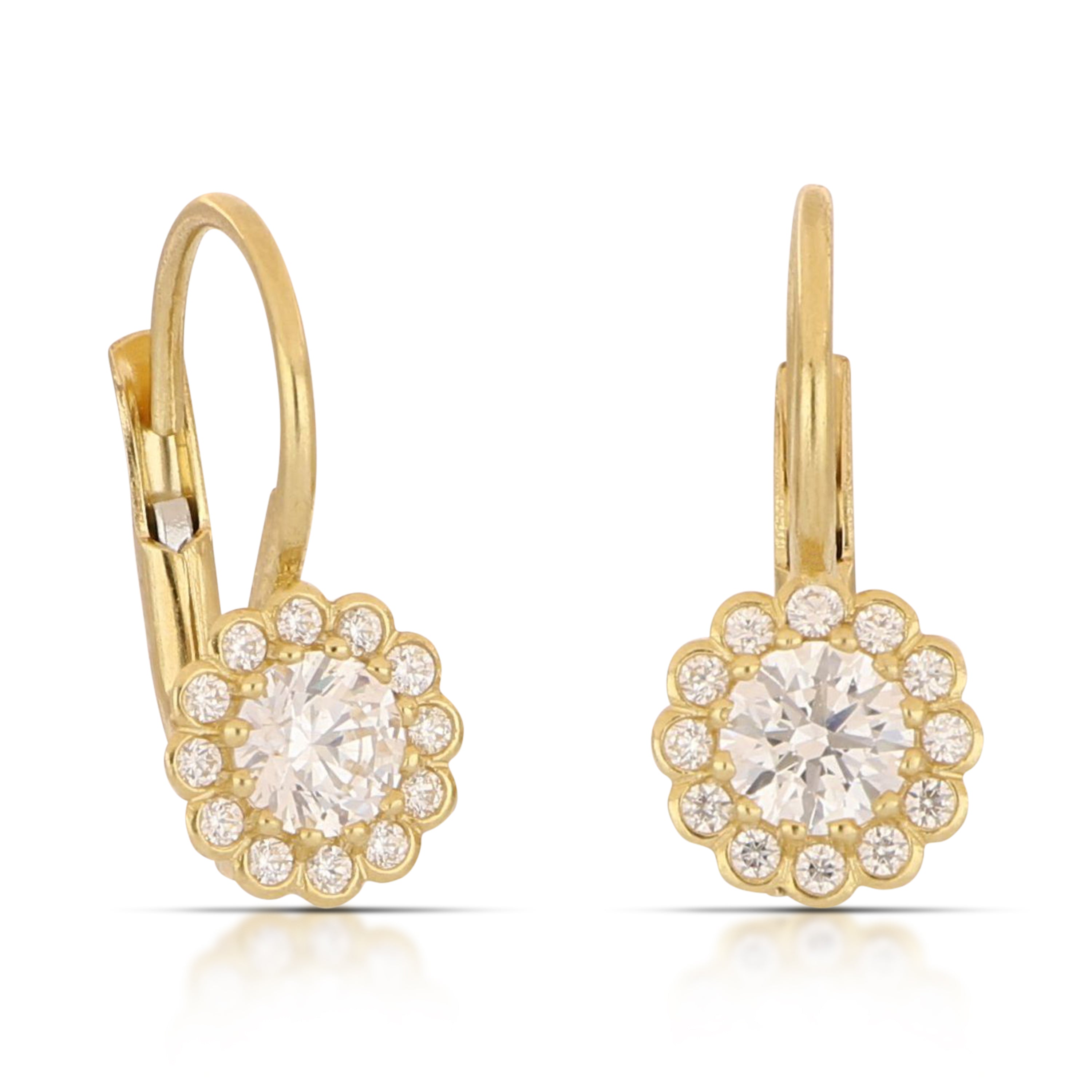 18K Italian Gold Green stone earrings – SKU 803321751765