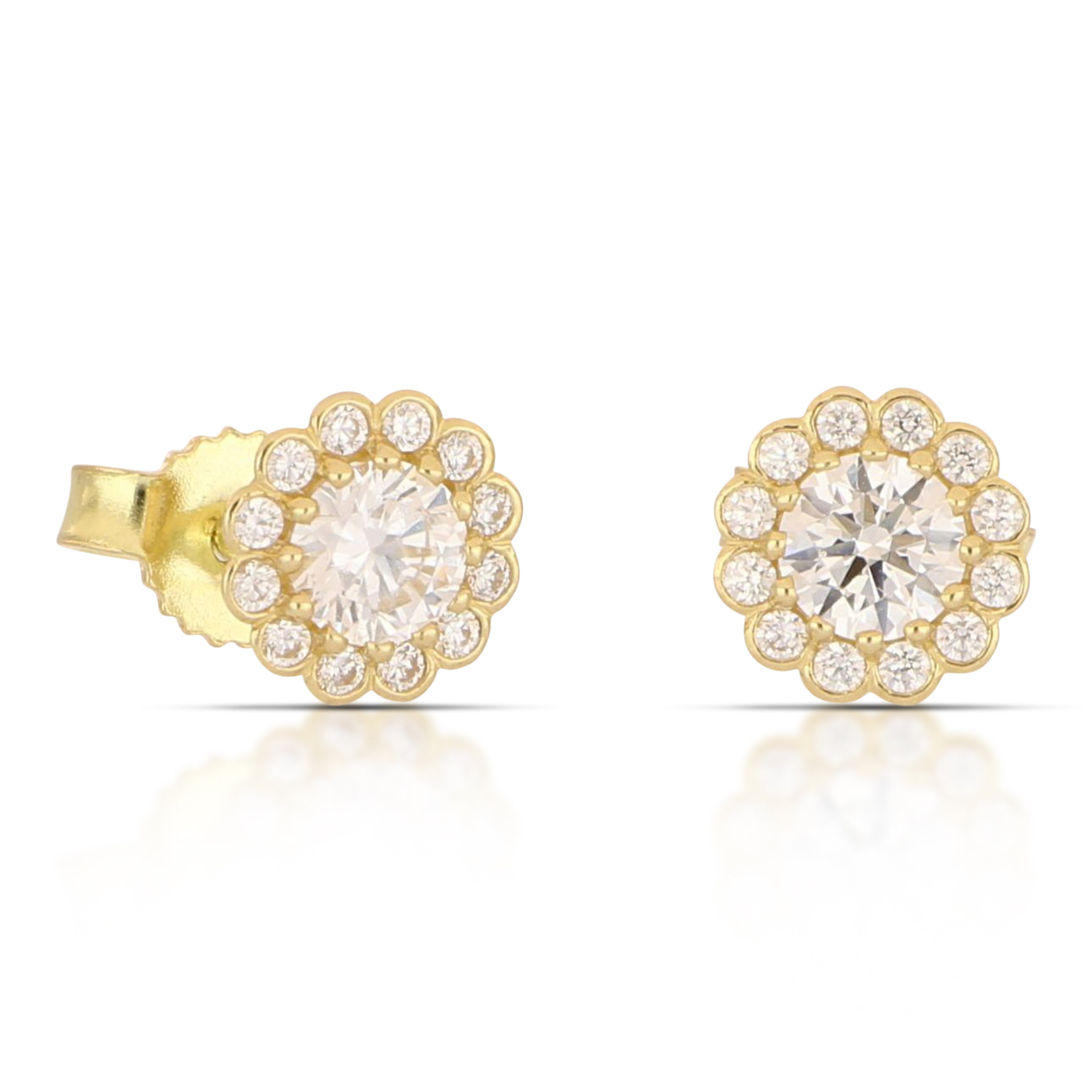 18K Italian Gold Red CZ earrings – SKU 803321751766