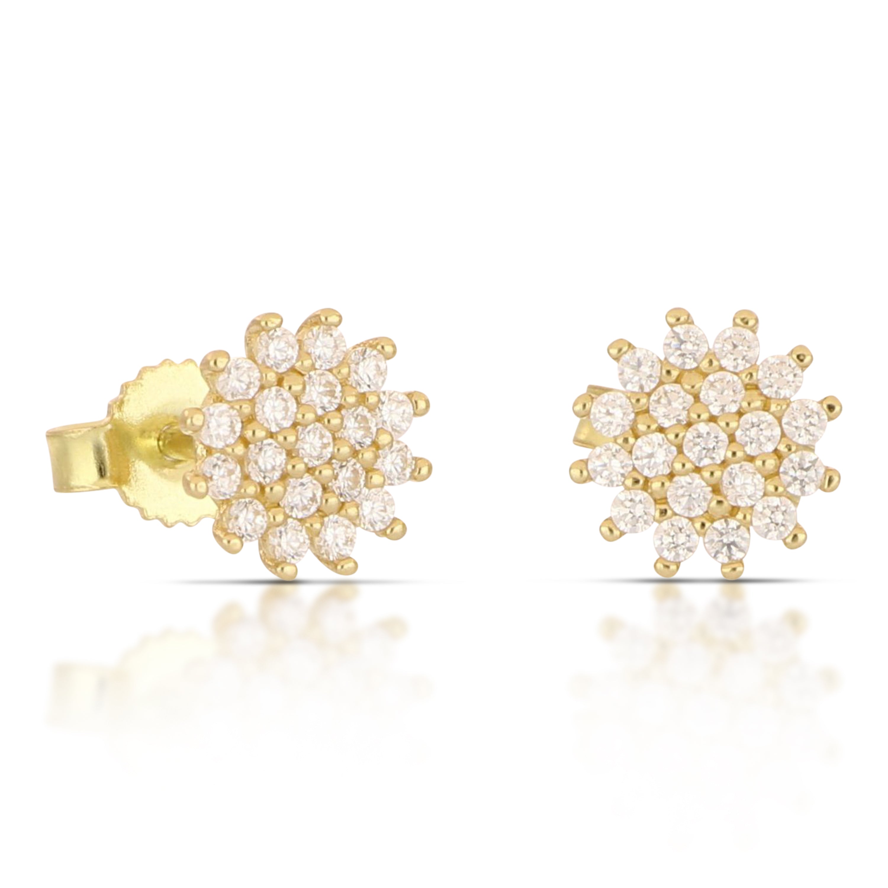 18K Italian Gold White flower earrings – SKU 803321751767